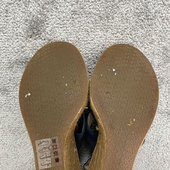 Michael Kors Berkley Canvas Wedge Sandals Womens 7 1/2 Black Brown Espadrille - Picture 9 of 9